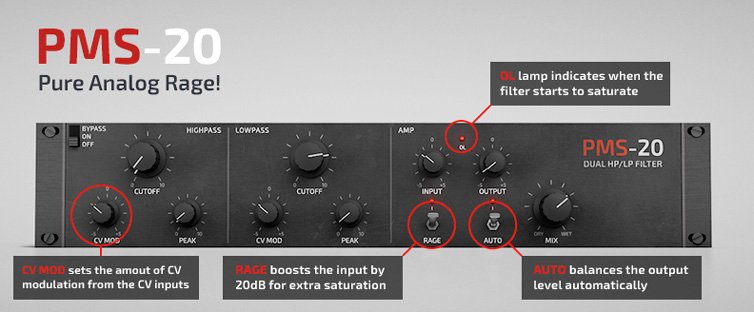 PMS-20 Analog HP/LP Filter | Modelled Analog Filter | Shop | Reason Studios